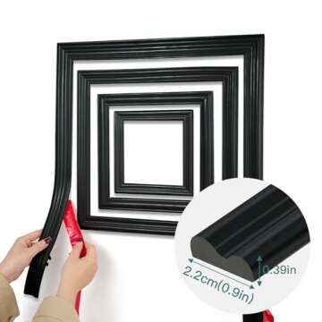 YEFANXI Flexible Chair Rail Panel Molding Finish Trim ，10FT*0.9IN Peel and Stick Black Self-Adhesi...