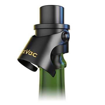FizzVac Vacuum Champagne Stopper in Black Satin Gift Bag, Set of 2