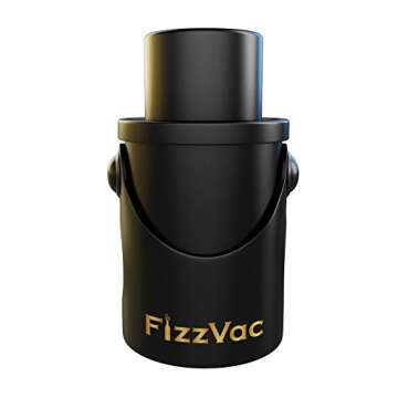FizzVac Vacuum Champagne Stopper in Black Satin Gift Bag, Set of 2