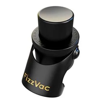 FizzVac Vacuum Champagne Stopper in Black Satin Gift Bag, Set of 2