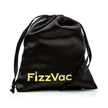 FizzVac Vacuum Champagne Stopper in Black Satin Gift Bag, Set of 2