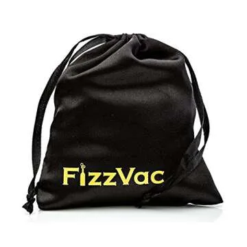 FizzVac Vacuum Champagne Stopper in Black Satin Gift Bag, Set of 2