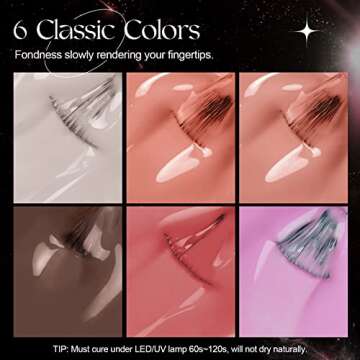 ROSALIND Jelly Gel Nail Polish Set, 6PCS Nude Pink Gel Polish Soak off Spring Colors for Women DIY Nail Decoration