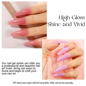 ROSALIND Jelly Gel Nail Polish Set, 6PCS Nude Pink Gel Polish Soak off Spring Colors for Women DIY Nail Decoration