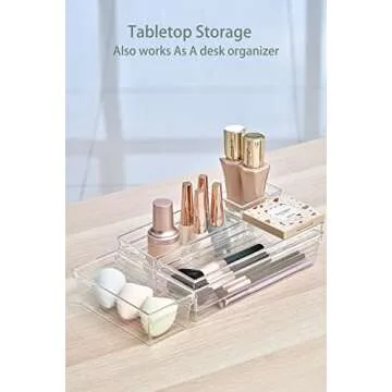 Grace Store 16Pcs Kitchen Drawer Organizer Clear Plastic Desk Drawer Organizers Tray for Makeup, Kitchen Utensils and Gadgets