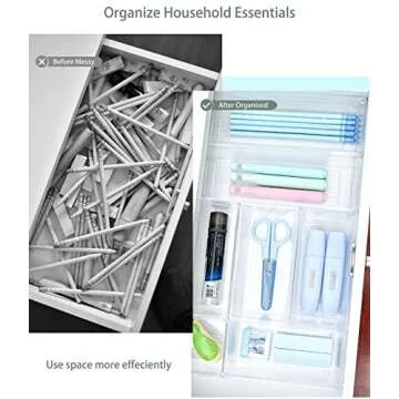 Grace Store 16Pcs Kitchen Drawer Organizer Clear Plastic Desk Drawer Organizers Tray for Makeup, Kitchen Utensils and Gadgets