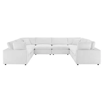 Modway Commix Down Filled Overstuffed Performance Velvet 8-Piece Sectional Sofa in White