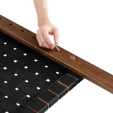 Modway Sparta Vegan Leather Weave Twin Headboard in Walnut Black Faux Leather Twin Headboard Only, Height Adjustable Headboard, Freestanding Headboard for Children's Bedroom or College Dorm