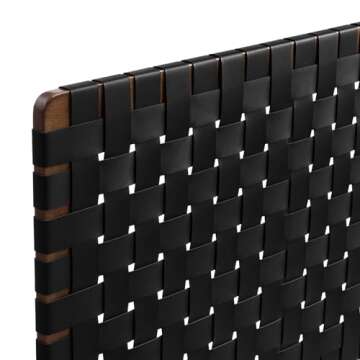 Modway Sparta Vegan Leather Weave Twin Headboard in Walnut Black Faux Leather Twin Headboard Only, Height Adjustable Headboard, Freestanding Headboard for Children's Bedroom or College Dorm