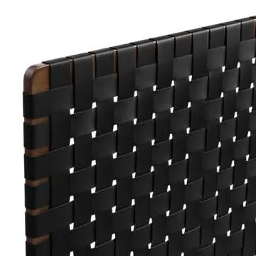 Modway Sparta Vegan Leather Weave Twin Headboard in Walnut Black Faux Leather Twin Headboard Only, Height Adjustable Headboard, Freestanding Headboard for Children's Bedroom or College Dorm