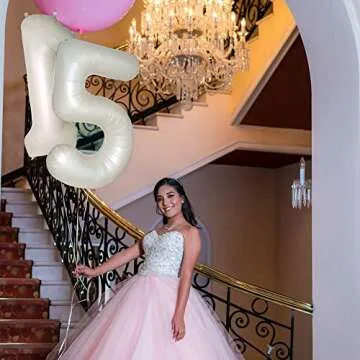 Cream White Number 1 Balloons for First Birthday Celebration