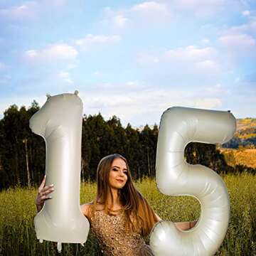 Number 1 Balloons White Sand One Balloon for First Birthday 40 Inches Cream White Large Numbers 1st Birthday Party Nude Ballons Beige 1 Digital Neutral Balloon Pearl White 1