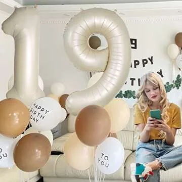 Cream White Number 1 Balloons for First Birthday Celebration