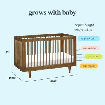DaVinci Marley 3-in-1 Convertible Baby Crib - GREENGUARD Gold Certified Crib - Convertible Crib to Toddler Bed and Daybed - Baby Bed w/ 4 Adjustable Heights - Easy to Assemble Wooden Crib - Walnut