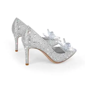 sexytag Women's Crystal Rhinestone Pointed Toe Pumps