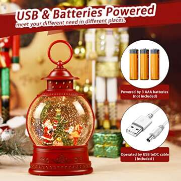 Santa Snow Globe Lighted Christmas Decorations, Musical Christmas Snow Globe Lantern with Swirling Glitter,Christmas Holiday Party Gifts and Decorations