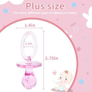 Pacifiers for Baby Shower Game, 36PCS Plastic Pacifiers for Baby Shower Decoration DIY, Large Size B...