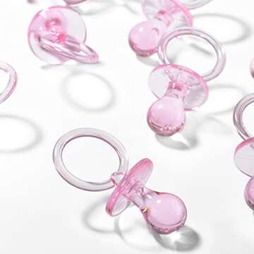 Pacifiers for Baby Shower Game, 36PCS Plastic Pacifiers for Baby Shower Decoration DIY, Large Size Baby Shower Pacifiers, Gender Reveal Party Table Scatter/Hunt Baby Shower Game Props(Pink, 2.75 in)