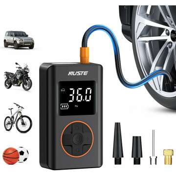 Portable Tire Inflator Air Compressor - 150PSI, Mini Pump for Bikes & Cars