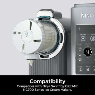 Ninja Swirl by CREAMi Pints and Lids - 2 Pack, Compatible with NC700 Series Ninja Swirl Ice Cream & Soft Serve Makers, BPA-Free & Dishwasher Safe, Grey Lids, XSK7PNTLD2