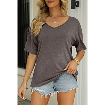 MIROL Women's Stylish V Neck Oversized T Shirt