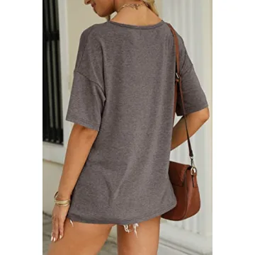 MIROL Women's Stylish V Neck Oversized T Shirt