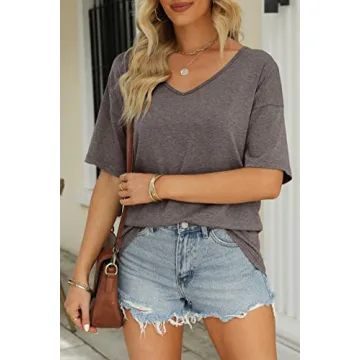 MIROL Women's Stylish V Neck Oversized T Shirt