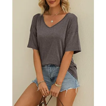 MIROL Women's Stylish V Neck Oversized T Shirt