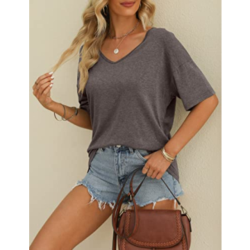 MIROL Women's Stylish V Neck Oversized T Shirt