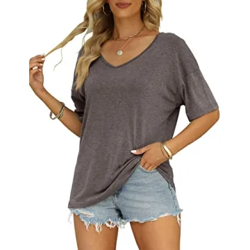 MIROL Women's Stylish V Neck Oversized T Shirt