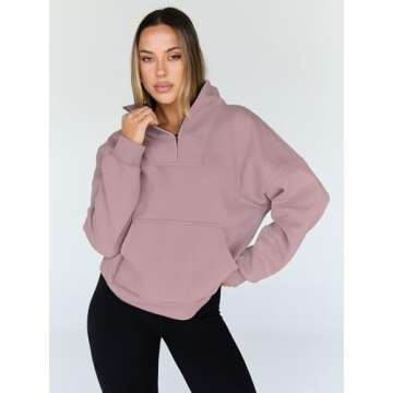 Trendy Queen Sweatshirts Quarter Half Zip Pullover Oversized Hoodies Sweaters Comfy Fall Outfits 202...
