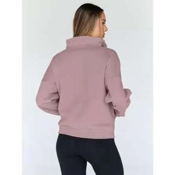 Trendy Queen Sweatshirts Quarter Half Zip Pullover Oversized Hoodies Sweaters Comfy Fall Outfits 2025 Y2K Winter Clothes DarkPink S