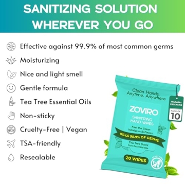 Hand Sanitizer Wipes with Tea Tree Oil - 20 Count