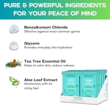 Hand Sanitizer Wipes with Tea Tree Oil - 20 Count