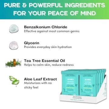 Hand Sanitizer Wipes with Tea Tree Oil - 20 Count