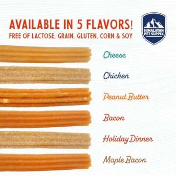 yaky CHURRO Himalaya Cheese Treats | Lactose Free | Gluten Free | Grain Free | USA MADE | for All Breeds | 4 CHURROs per Pouch | Original Cheese Flavor