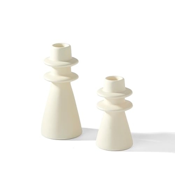 LampLust Ivory Candle Holders Set of 2 for Home Decor