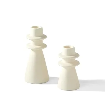 LampLust Ivory Candle Holders Set of 2 for Home Decor