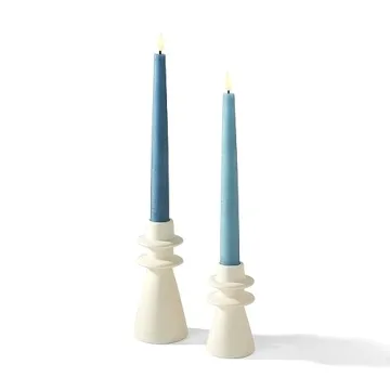 LampLust Ivory Candle Holders Set of 2 for Home Decor