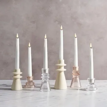 LampLust Ivory Candle Holders Set of 2 for Home Decor