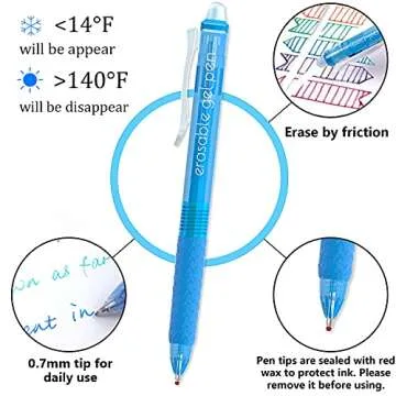 Vanstek 22 Colors Retractable Erasable Gel Pens for Writing and Drawing