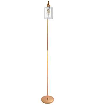 Couveau Modern Floor Lamp for Living Room with Glass Shade, Indoor Tall Pole Light with Reading Ligh...