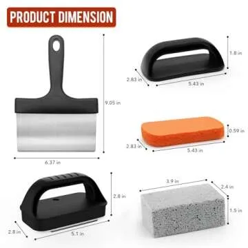 Griddle Cleaning Kit for Blackstone, Flat Top Grill Cleaning Kit with Grill Stone, Griddle Scraper & Griddle Brush Easy to Remove Stain