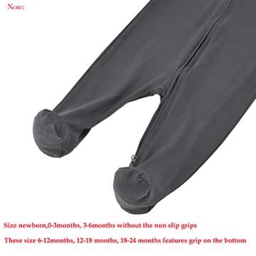 Aablexema Baby Zipper Pajamas Bamboo Rayon, 3pcs Unisex Infant Onesie with Mitten Long Sleeve Footed Pjs(Dark Grey & Olive & Blue,0-3m)