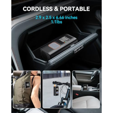 Portable Cordless Tire Inflator with LED & Pressure Gauge