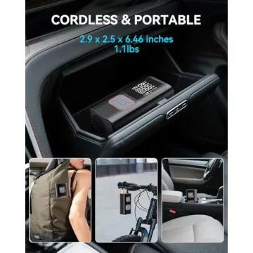 Portable Cordless Tire Inflator with LED & Pressure Gauge