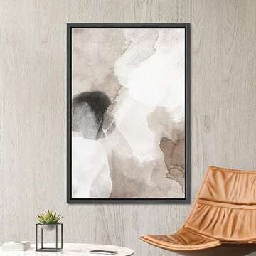 SIGNWIN Framed Canvas Print Wall Art Pastel Grunge Watercolor Gray Abstract Shapes Illustrations Mod...