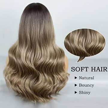 BOGSEA Ombre Dark Blonde Wig with Bangs for Women