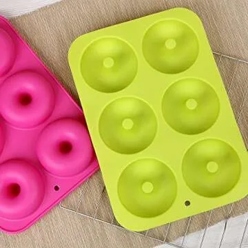homEdge Silicone Donut Molds - 2 Non-Stick Pans for Baking