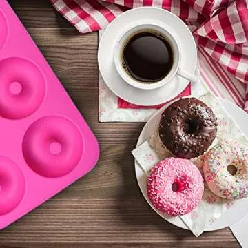 homEdge Silicone Donut Molds - 2 Non-Stick Pans for Baking